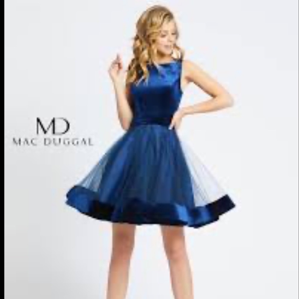 Ieena for Mac Duggal Velvet Fit &  Flare Party Cocktail Dress 2